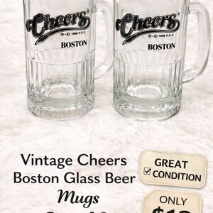 ✨ Vintage Cheers Boston Glass Beer Mugs - Set of 2